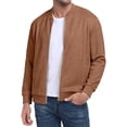 thumbnail image 1 of GIRUNS Men's Casual Varsity Jacket Vintage Suede Bomber Jackets Lightweight Outerwear Coat Brown L, 1 of 6