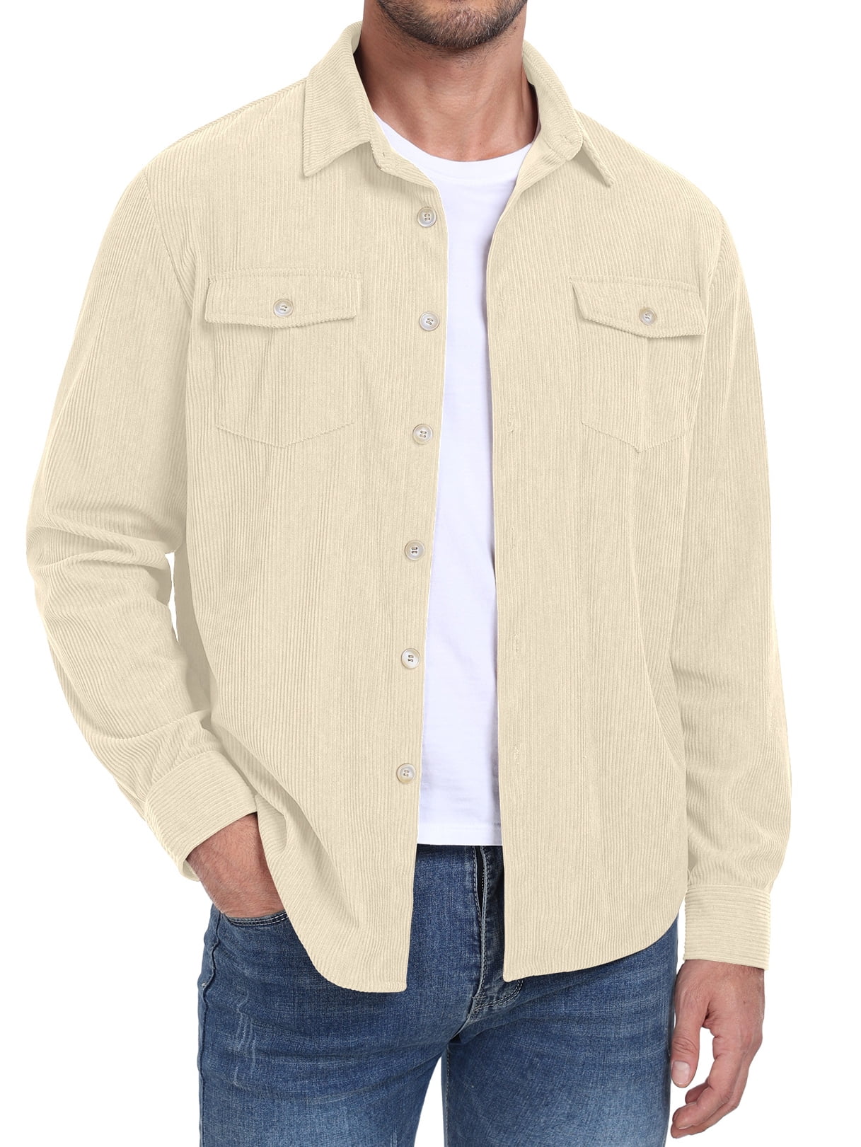 Men's Full Size Casual Corduroy Button-Down Jacket Plus Size