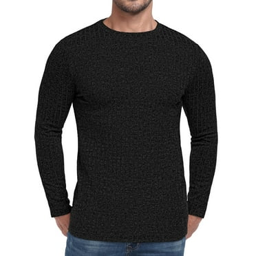 GIRUNS Men's Crew Neck Sweaters Rib Knit Pullover Sweater Soft Lightweight Long Sleeve Sweatshirt Black L