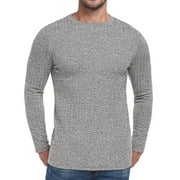 GIRUNS Men's Crew Neck Sweaters Rib Knit Pullover Sweater Soft Lightweight Long Sleeve Sweatshirt Grey M