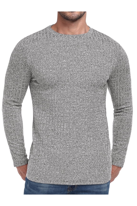Men's Crew Neck Sweaters Rib Knit Pullover Sweater Soft Lightweight Long Sleeve Sweatshirt Grey XL