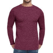 GIRUNS Men's Crew Neck Sweaters Rib Knit Pullover Sweater Soft Lightweight Long Sleeve Sweatshirt Rose Red M