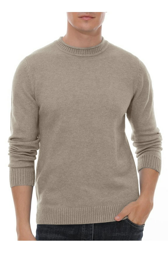Men's Crewneck Sweater Soft Casual Sweaters for Men Classic Pullover Sweaters with Ribbing Edge