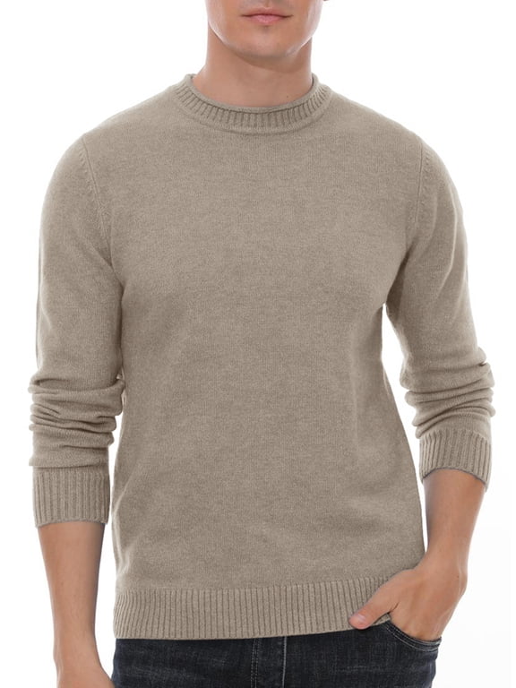 Men's Crewneck Sweater Soft Casual Sweaters for Men Classic Pullover Sweaters with Ribbing Edge