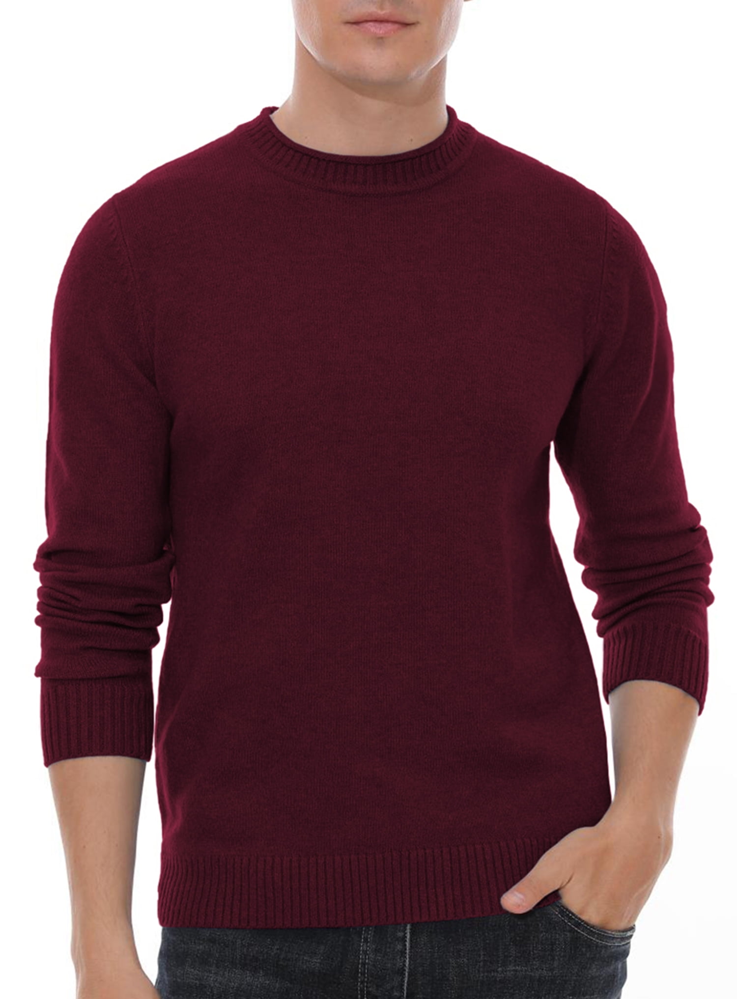 GIRUNS Men's Crewneck Sweater Soft Casual Sweaters for Men Classic ...