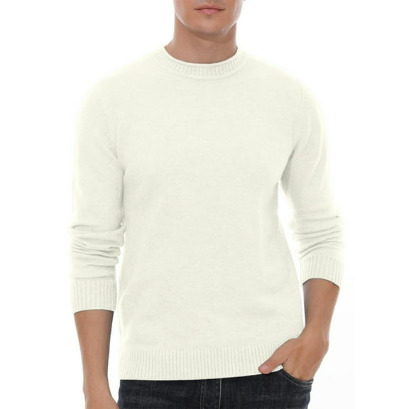 GIRUNS Men's Crewneck Sweater Soft Casual Sweaters for Men Classic Pullover Sweaters with Ribbing Edge