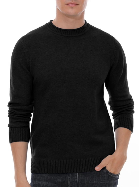 Men's Crewneck Sweater Soft Casual Sweaters for Men Classic Pullover Sweaters with Ribbing Edge