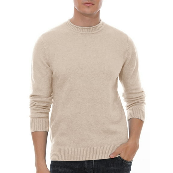 GIRUNS Men's Crewneck Sweater Soft Casual Sweaters for Men Classic Pullover Sweaters with Ribbing Edge