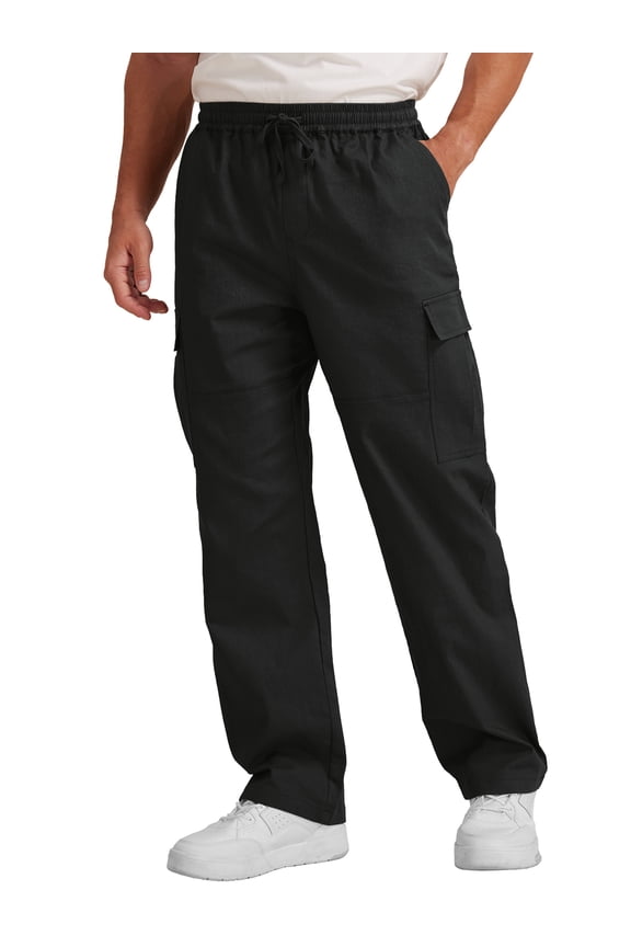 Mens Casual Cargo Pants Baggy Straight Leg Sweatpants with Pockets Hiking Trousers