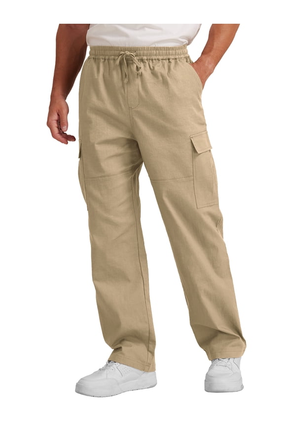 Mens Casual Cargo Pants with Multi Pockets Workout Joggers Stretch Sweatpants Hiking Drawstring Pants