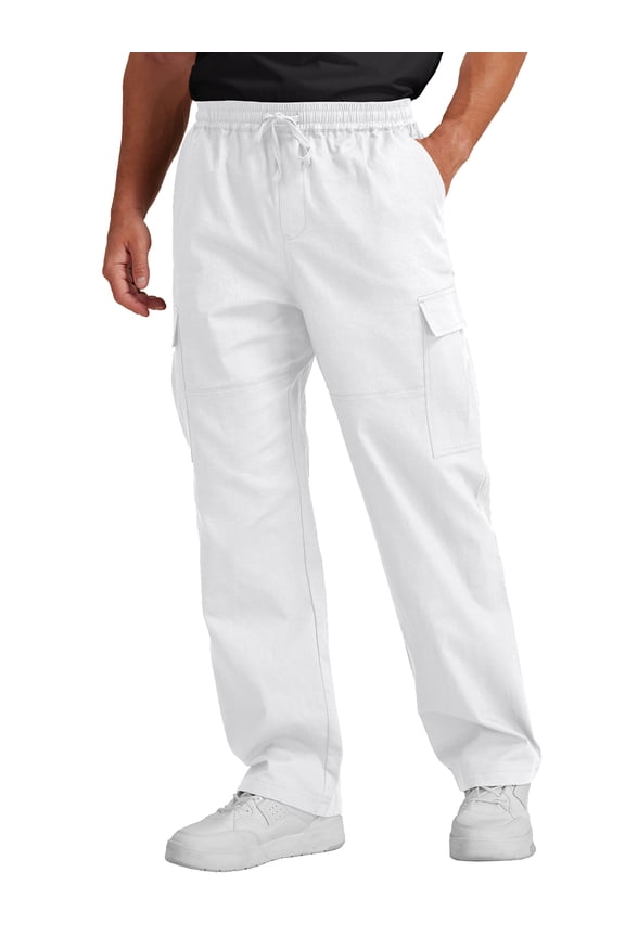 Mens Casual Cargo Pants Baggy Straight Leg Sweatpants with Pockets Hiking Trousers