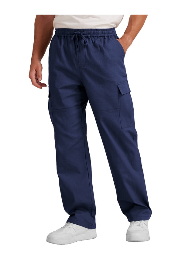 Mens Casual Cargo Pants Baggy Straight Leg Sweatpants with Pockets Hiking Trousers