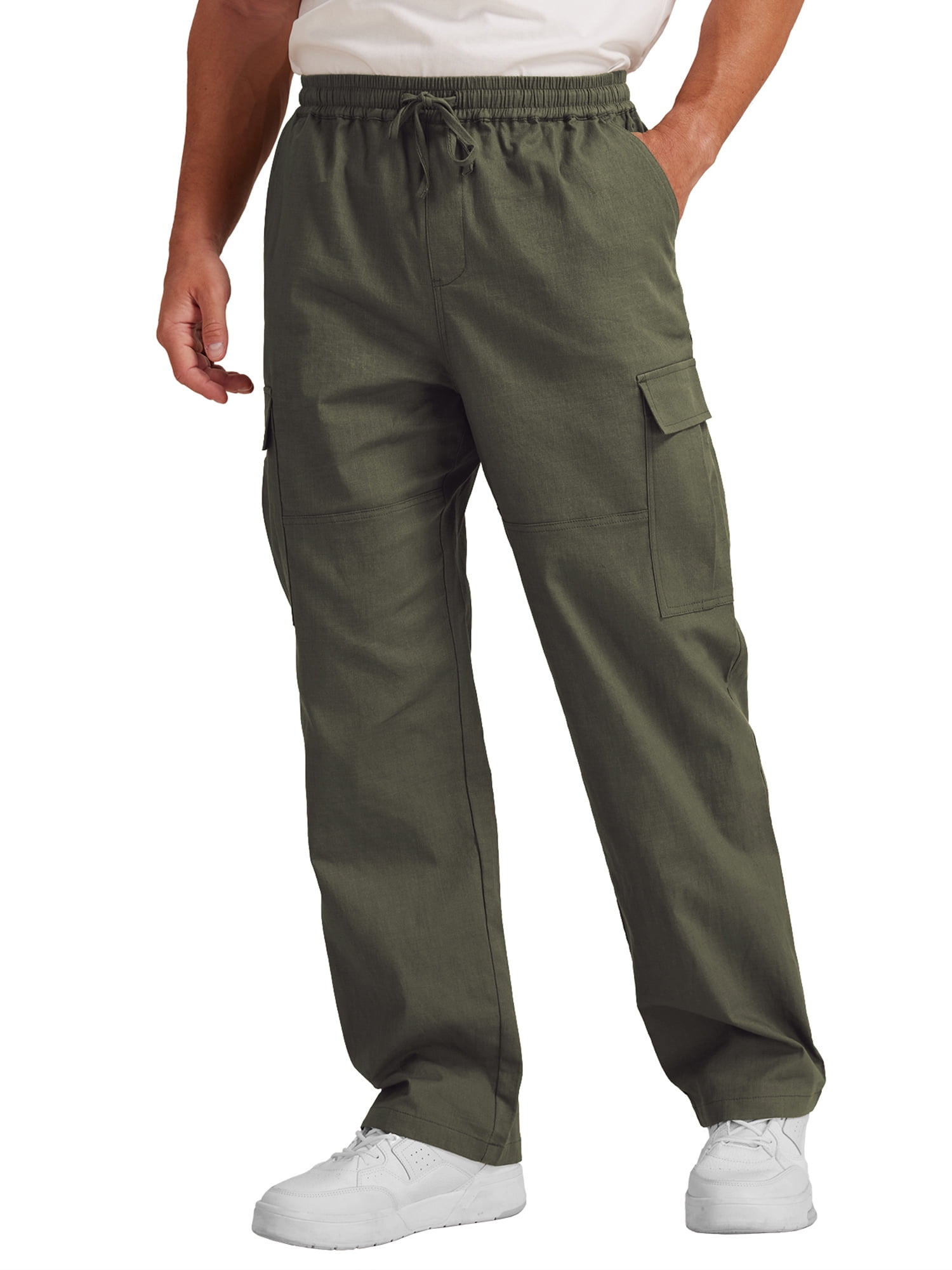 GIRUNS Men's Fashion Cargo Hiking Pants Drawstring Joggers Pants