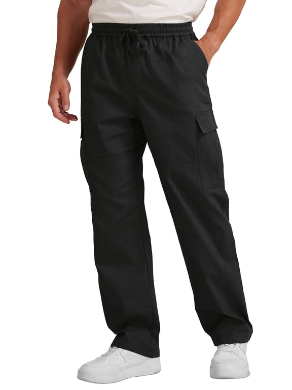 Mens Casual Cargo Pants with Multi Pockets Workout Joggers Stretch Sweatpants Hiking Drawstring Pants