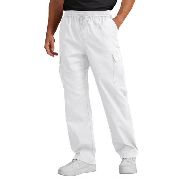 GIRUNS Mens Casual Cargo Pants with Multi Pockets Workout Joggers Stretch Sweatpants Hiking Drawstring Pants