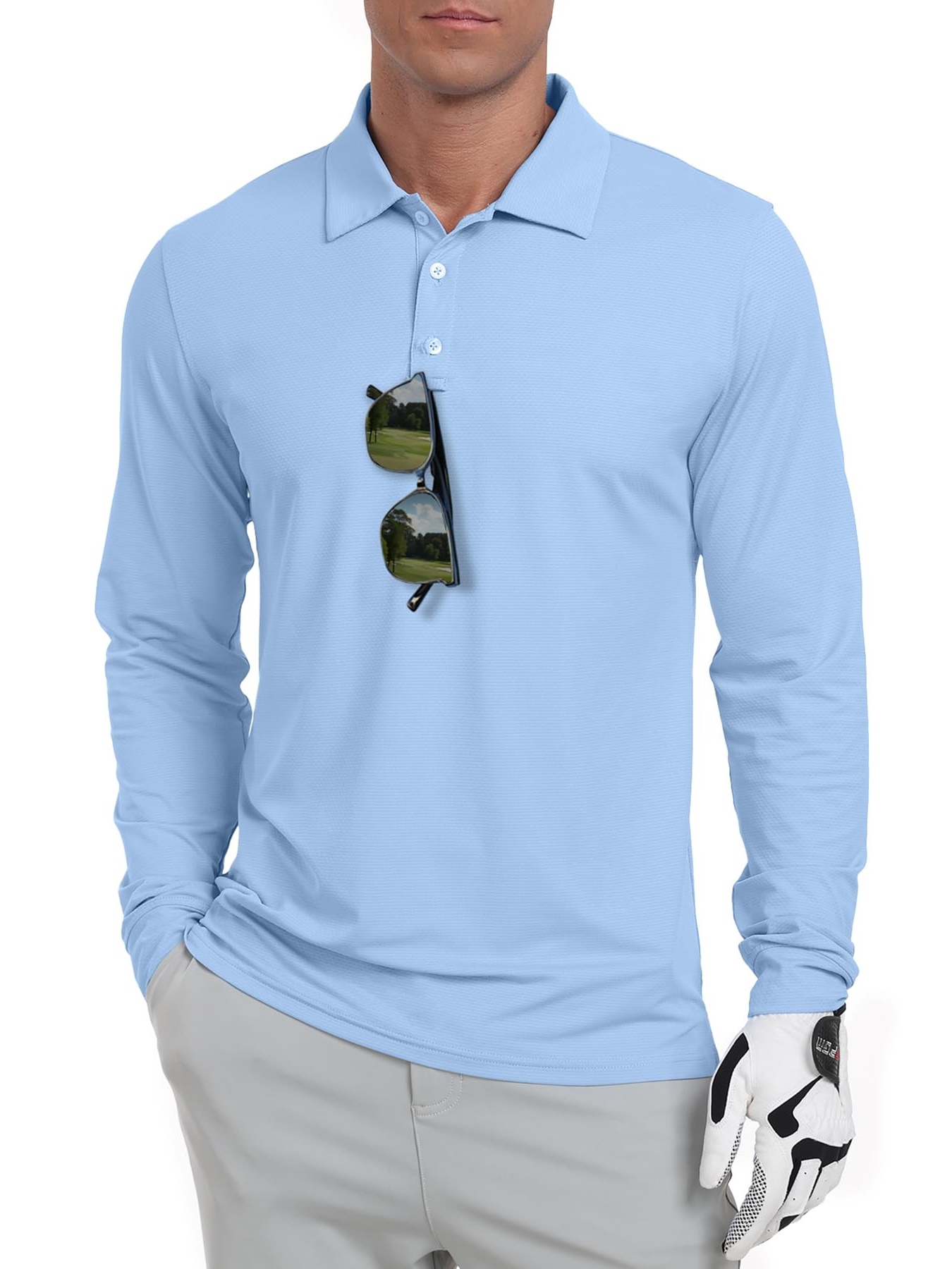 GIRUNS Men S Golf Polo Shirts Long Sleeve UPF 50 Lightweight Summer Casual Quick Dry Tee Light Blue L: An Honest Look