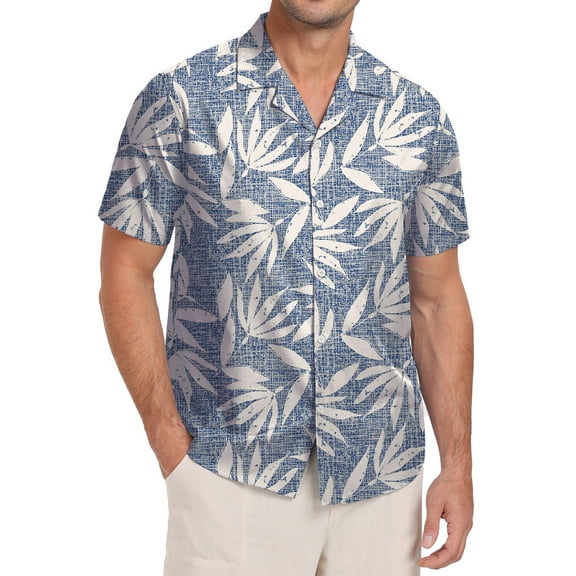 GIRUNS Men's Hawaiian Beach Short Sleeve Button Up Shirt Tropical Cuban Collar Casual Shirt