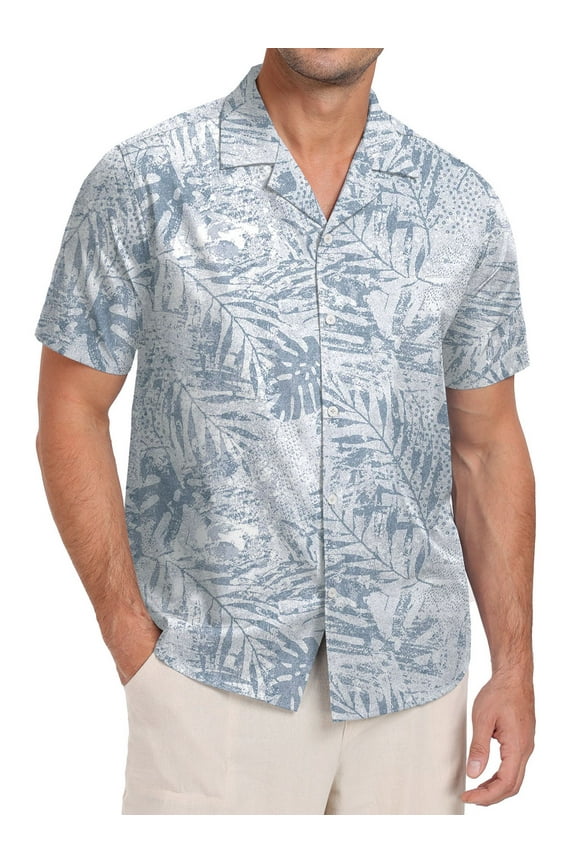 Men's Hawaiian Beach Short Sleeve Button Up Shirt Tropical Cuban Collar Casual Shirt