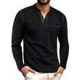 thumbnail image 1 of GIRUNS Men's Henley Shirts Long Sleeve Button T-Shirt Casual Stylish Cotton Pullover Shirt with Pocket Black S, 1 of 7