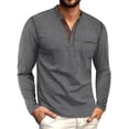 thumbnail image 1 of GIRUNS Men's Henley Shirts Long Sleeve Button T-Shirt Casual Stylish Cotton Pullover Shirt with Pocket Dark Gray L, 1 of 6