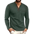 thumbnail image 1 of GIRUNS Men's Henley Shirts Long Sleeve Button T-Shirt Casual Stylish Cotton Pullover Shirt with Pocket Green 3XL, 1 of 6