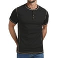 thumbnail image 1 of GIRUNS Men's Henley Short Sleeve Shirt Cotton Button T-Shirt Lightweight Summer Casual Tee Black M, 1 of 7