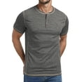 thumbnail image 1 of GIRUNS Men's Henley Short Sleeve Shirt Cotton Button T-Shirt Lightweight Summer Casual Tee Dark Gray M, 1 of 6