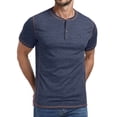 thumbnail image 1 of GIRUNS Men's Henley Short Sleeve T-Shirt Classic Button Tee Casual Cotton Maverick Shirts Navy Blue S, 1 of 7