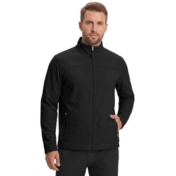 GIRUNS Men's Jacket Lightweight Softshell Zip Up Windbreaker Outdoor Casual Hiking Coat Black L