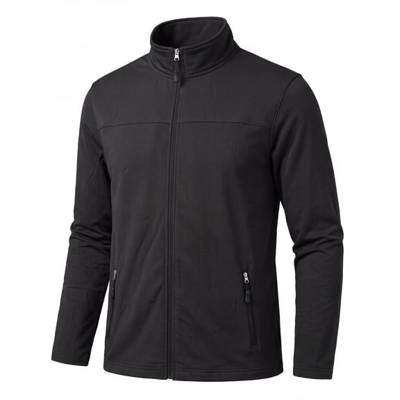 GIRUNS Men's Jacket Lightweight Softshell Zip Up Windbreaker Outdoor Casual Hiking Coat Black L