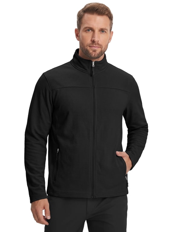 Men's Jacket Lightweight Softshell Zip Up Windbreaker Outdoor Casual Hiking Coat Black S