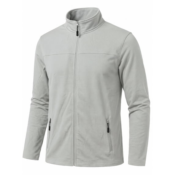 GIRUNS Men's Jacket Lightweight Softshell Zip Up Windbreaker Outdoor Casual Hiking Coat Light Gray 2XL