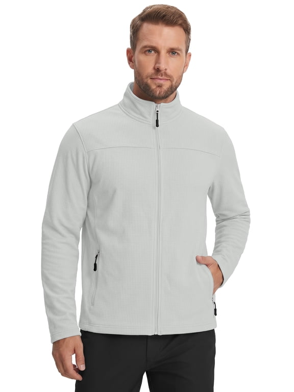Men's Jacket Lightweight Softshell Zip Up Windbreaker Outdoor Casual Hiking Coat Light Gray XL