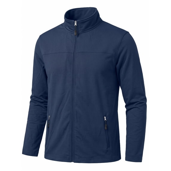 GIRUNS Men's Jacket Lightweight Softshell Zip Up Windbreaker Outdoor Casual Hiking Coat Navy Blue L