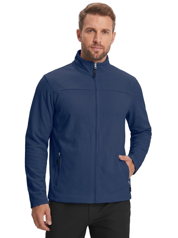 Men's Jacket Lightweight Softshell Zip Up Windbreaker Outdoor Casual Hiking Coat Navy Blue S