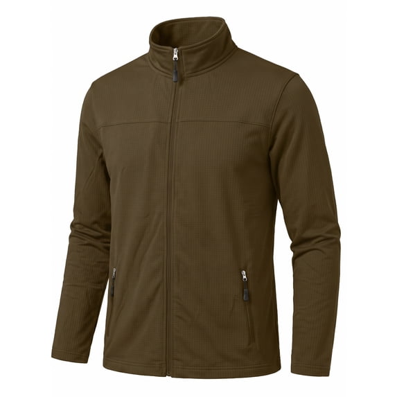 GIRUNS Men's Jacket Lightweight Softshell Zip Up Windbreaker Outdoor Casual Hiking Coat Olive Green L