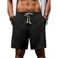 thumbnail image 1 of GIRUNS Men's Linen Shorts Casual Summer Beach Drawstring Elastic Waist Shorts with Pocket Black XL, 1 of 7