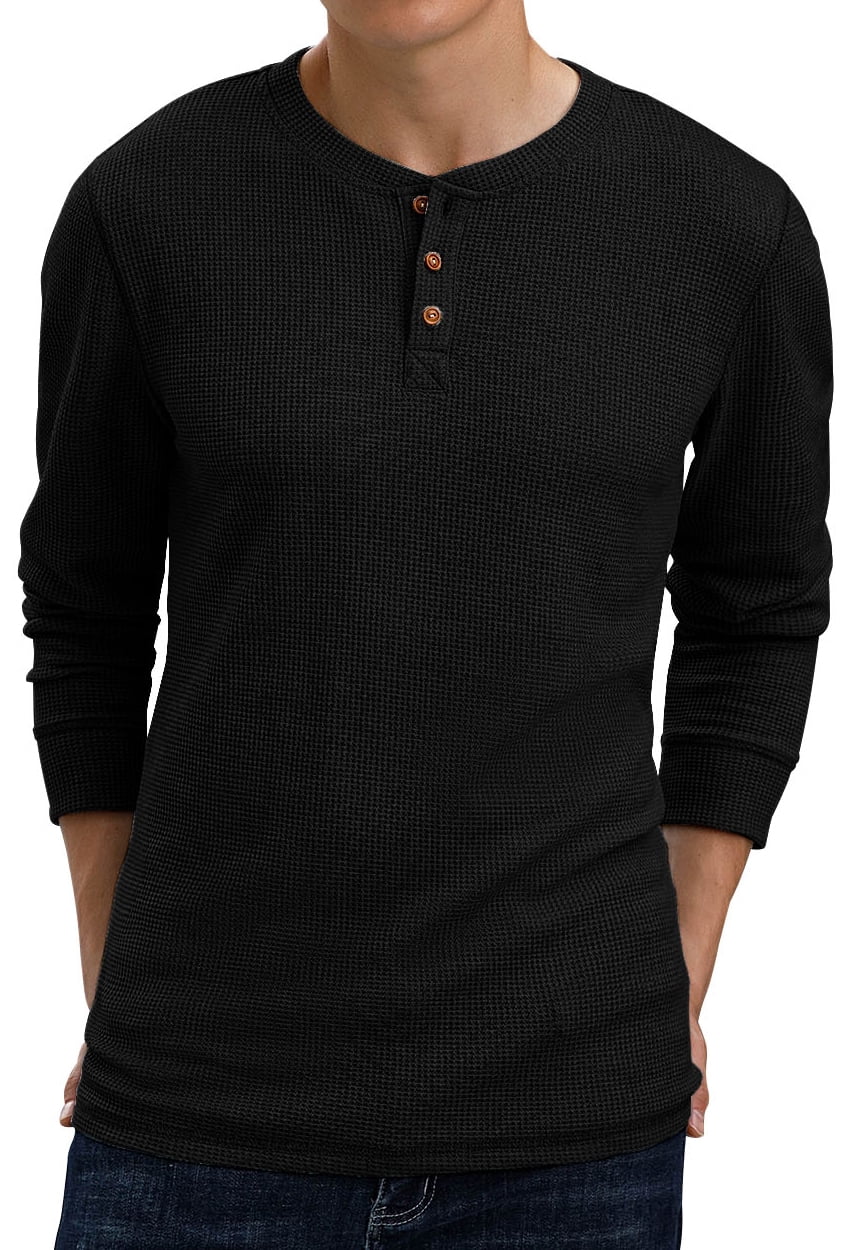 ZITY Long Sleeve Henley Shirts for Men Casual Waffle Thermal