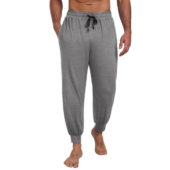 GIRUNS Men's Pajama Pants Soft Casual Sleep Pants With Pockets Elastic Waistband Sleepwear Pants With Drawstring Dark Gray M