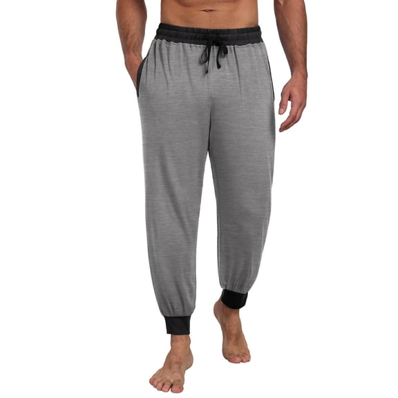GIRUNS Men's Pajama Pants Soft Casual Sleep Pants With Pockets Elastic Waistband Sleepwear Pants With Drawstring PJ Black M