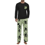 GIRUNS Men's Halloween Pajama Set Comfy Sleepwear 2 Piece Pjs Long Sleeve Crewneck Shirts and Bottoms Soft Sleep Sets Black Moon Ghost XL