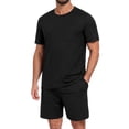 thumbnail image 1 of GIRUNS Men's Pajama Set Lightweight Sleepwear Short Sleeve and Shorts with Pockets Black M, 1 of 7