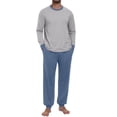 thumbnail image 1 of GIRUNS Men's Pajamas Set Long Sleeve Sleepwear Jogger Pants Soft Loungewear with Pockets Gray Blue L, 1 of 7