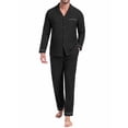 thumbnail image 1 of GIRUNS Men's Pajamas Set Soft Sleepwear Button Down Long Sleeve and Long Pants with Pocket Loungewear Sets Black 2XL, 1 of 7