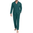 thumbnail image 1 of GIRUNS Men's Pajamas Set Soft Sleepwear Button Down Long Sleeve and Long Pants with Pocket Loungewear Sets Dark Green 3XL, 1 of 7