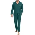 thumbnail image 1 of GIRUNS Men's Pajamas Set Soft Sleepwear Button Down Long Sleeve and Long Pants with Pocket Loungewear Sets Dark Green M, 1 of 7
