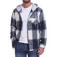 thumbnail image 1 of GIRUNS Men's Plaid Flannel Zip Up Hoodie Jacket Lightweight Casual Shirt Jacket Outerwear Coat Beige Blue 2XL, 1 of 6