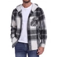 thumbnail image 1 of GIRUNS Men's Plaid Flannel Zip Up Hoodie Jacket Lightweight Casual Shirt Jacket Outerwear Coat Charcoal Beige 2XL, 1 of 6