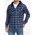 thumbnail image 1 of GIRUNS Men's Plaid Shirts Jacket Fleece Flannel Lined Long Sleeve Shirts Sherpa Button Down Coat With Hood Blue White L, 1 of 9