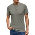 thumbnail image 1 of GIRUNS Men's Short Sleeve Waffle Henley T-Shirt Summer Casual Tee For Men, 1 of 6